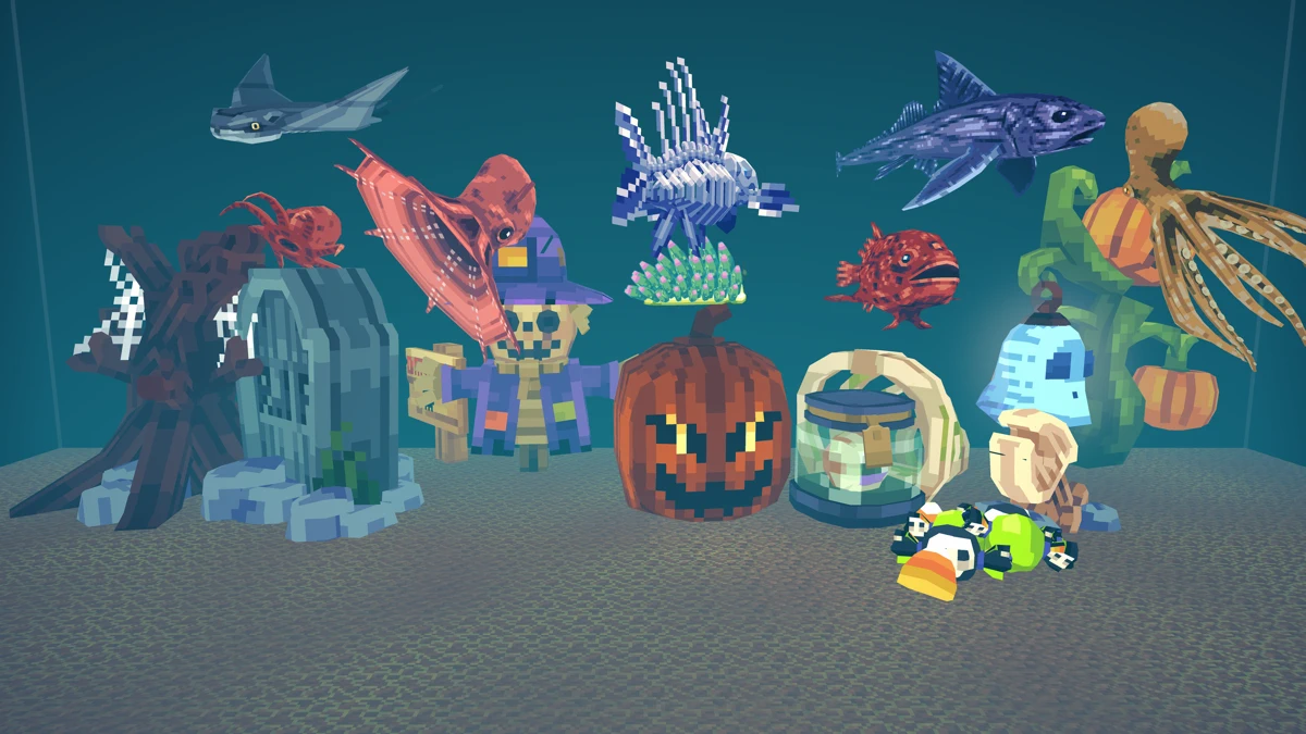 Tiny Aquarium: Idle Fish Tank search result, In-app event: Halloween: Creepy Waters