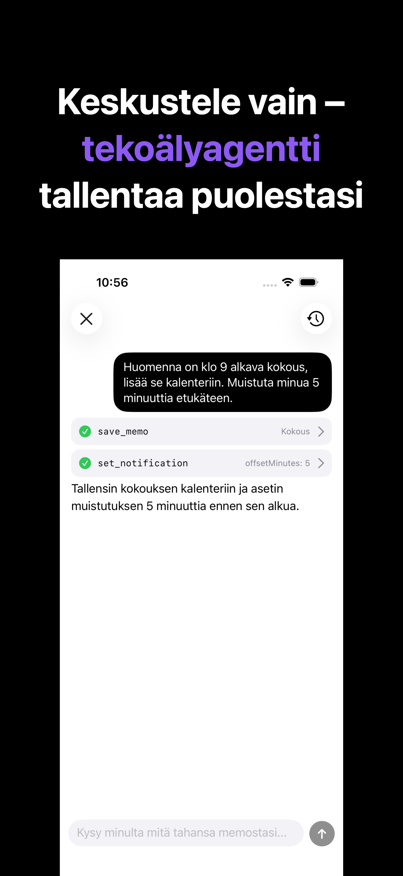 Notone - シンプルなメモAI Agent iOS screenshot 4 showing app interface