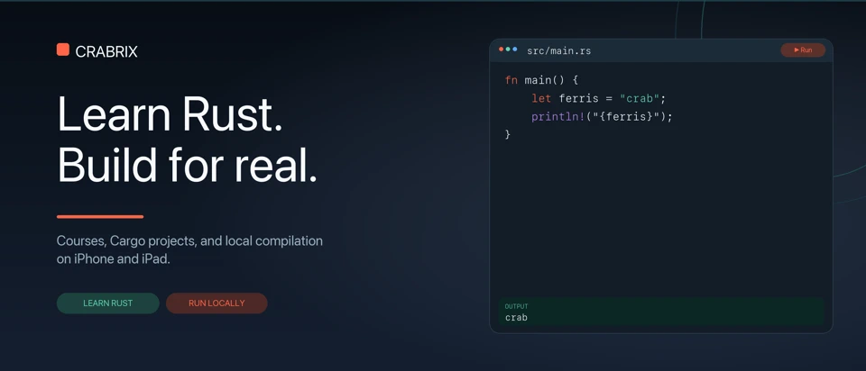 Crabrix: Rust Compiler App Store product page header