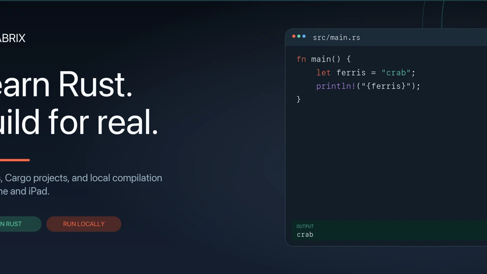 Crabrix: Rust Compiler App Store product page header