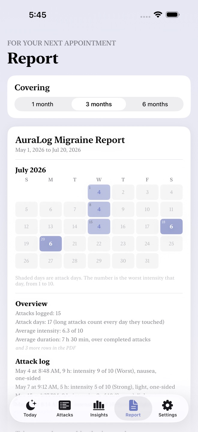 AuraLog : Journal migraine capture d’écran 5