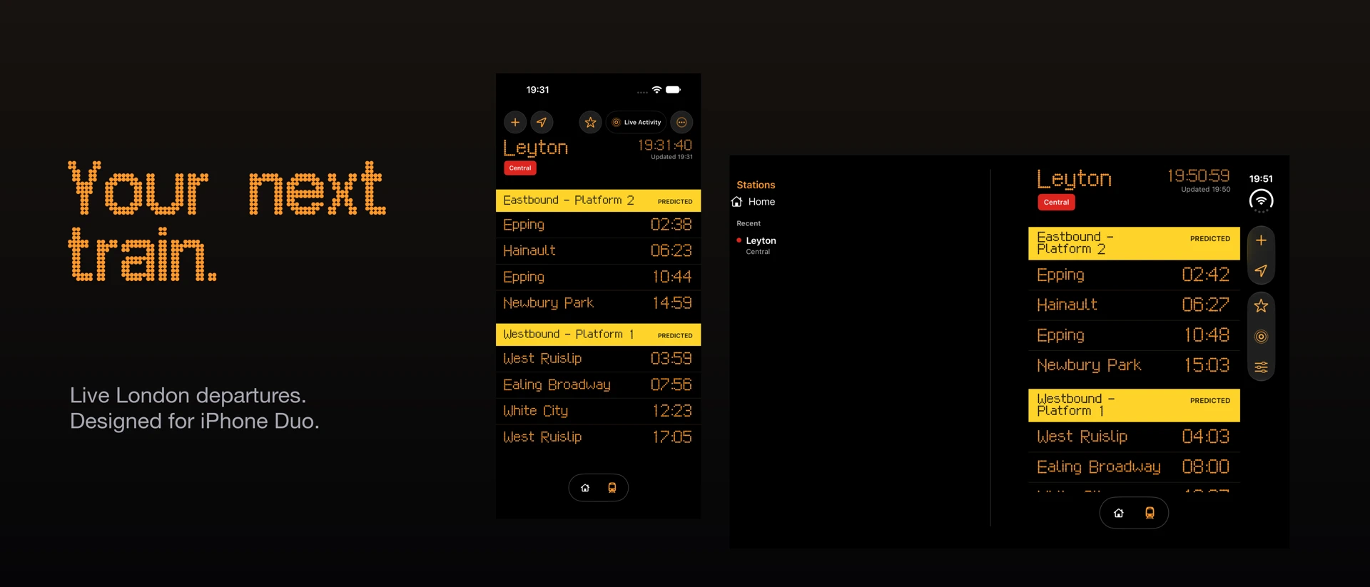 TubeBoard: Live Departures product page header