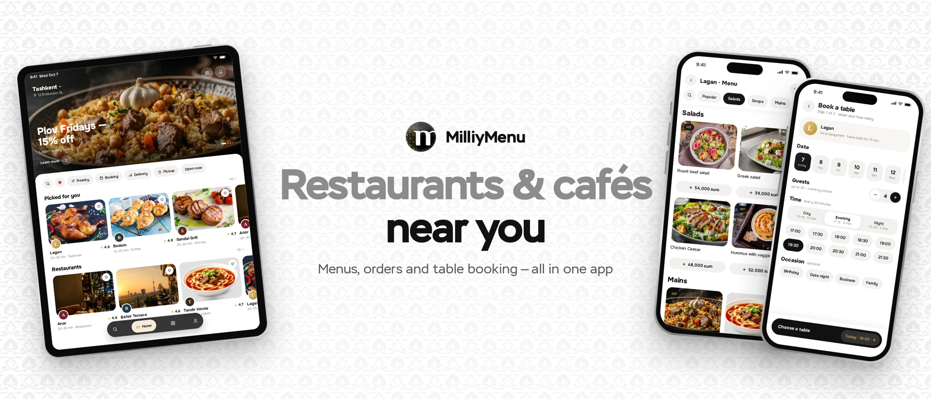 MilliyMenu product page header