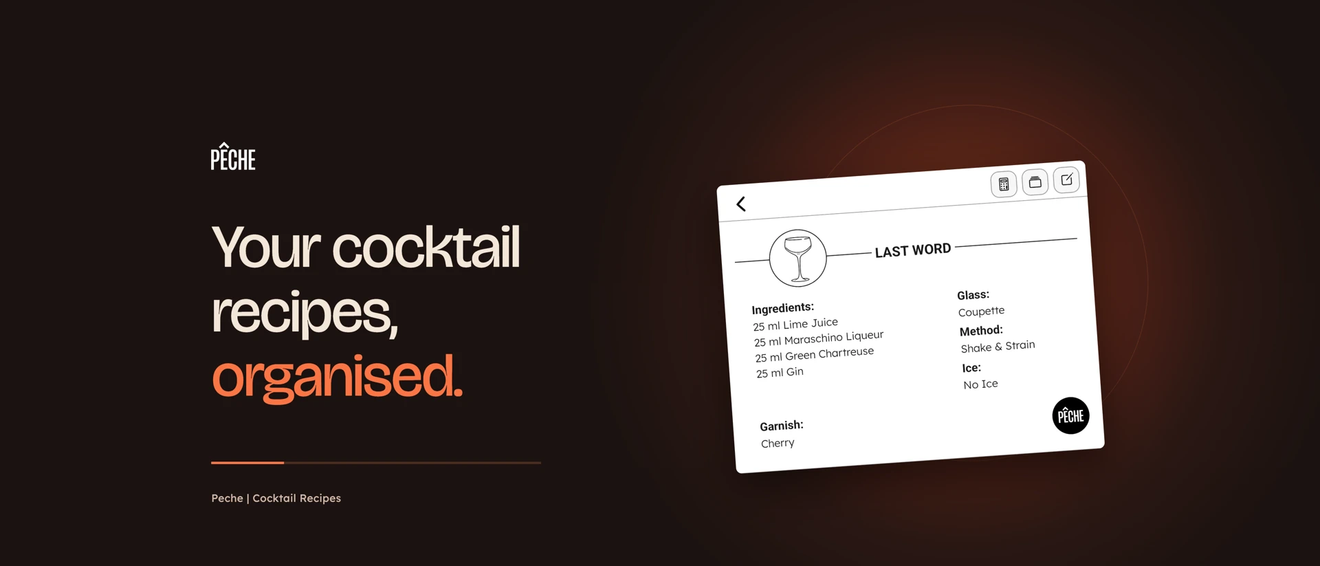 Peche | Cocktail Recipes product page header