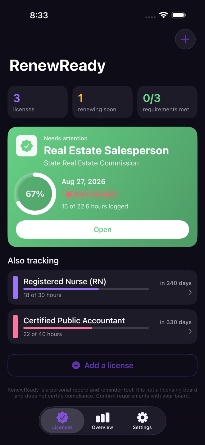 RenewReady: License & CEU screenshot 1