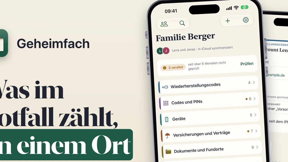 Geheimfach: Notfallmappe App Store product page header