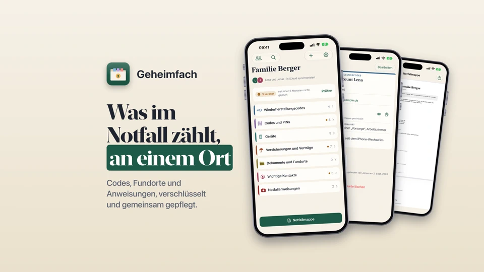 Geheimfach: Notfallmappe App Store search result