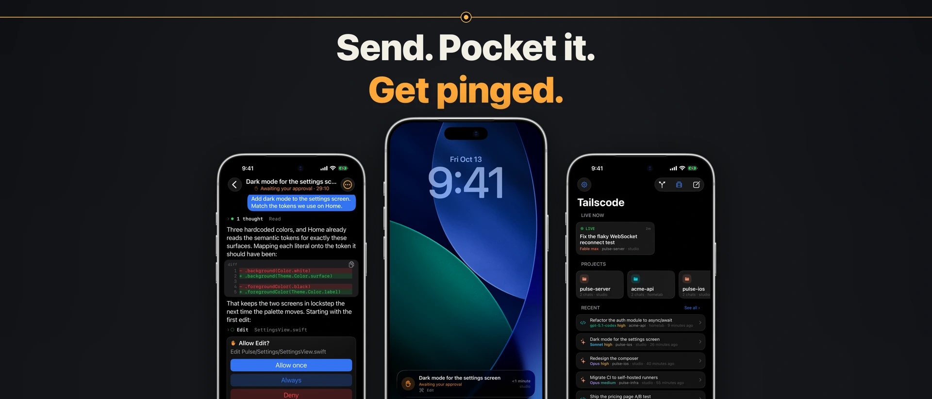 Tailscode: Coding Agent Remote product page header