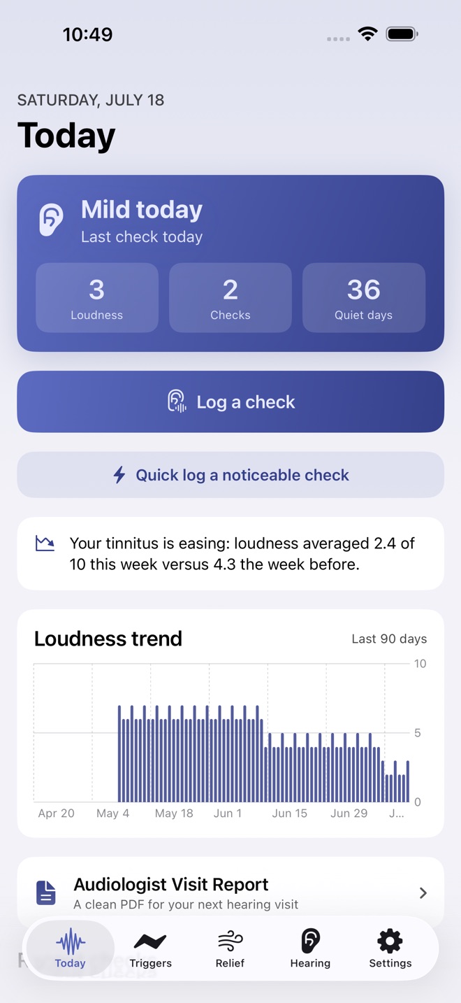 HushTrace: Tinnitus Log screenshot 1