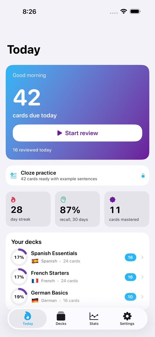 LexiDeck: Vocab Cards screenshot 1