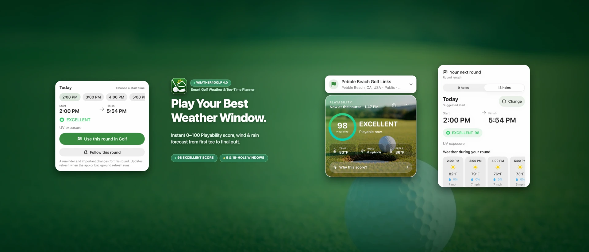 Golf Weather – Weather4Golf product page header