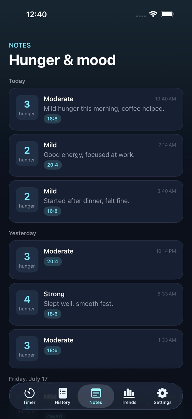 FastWindow: Fasting Log capture d’écran 3