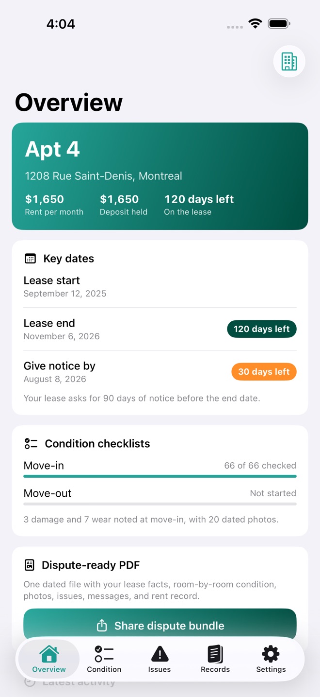LeaseNotes: Renter Records screenshot 1