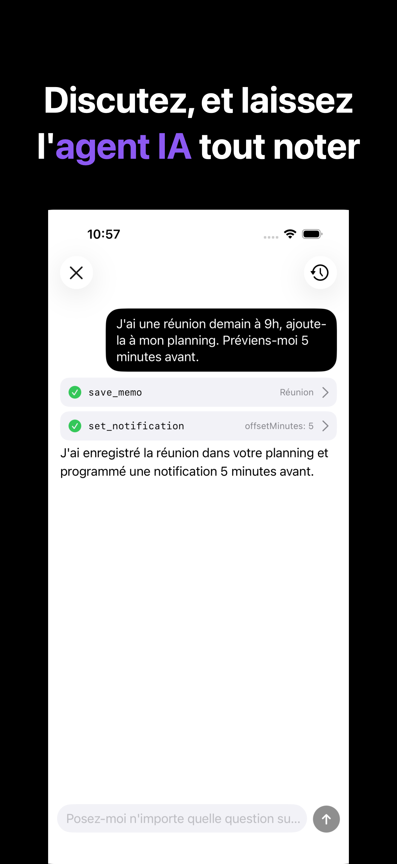 Notone - シンプルなメモAI Agent iOS screenshot 4 showing app interface