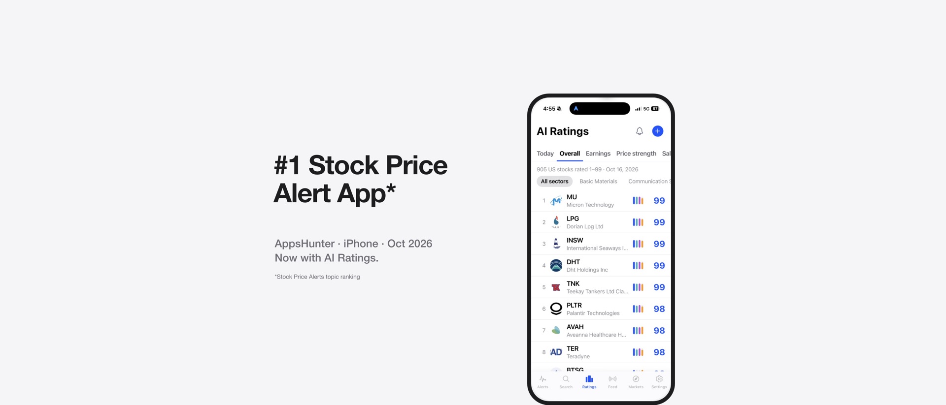 Stock Alarm - Alerts, Tracker product page header
