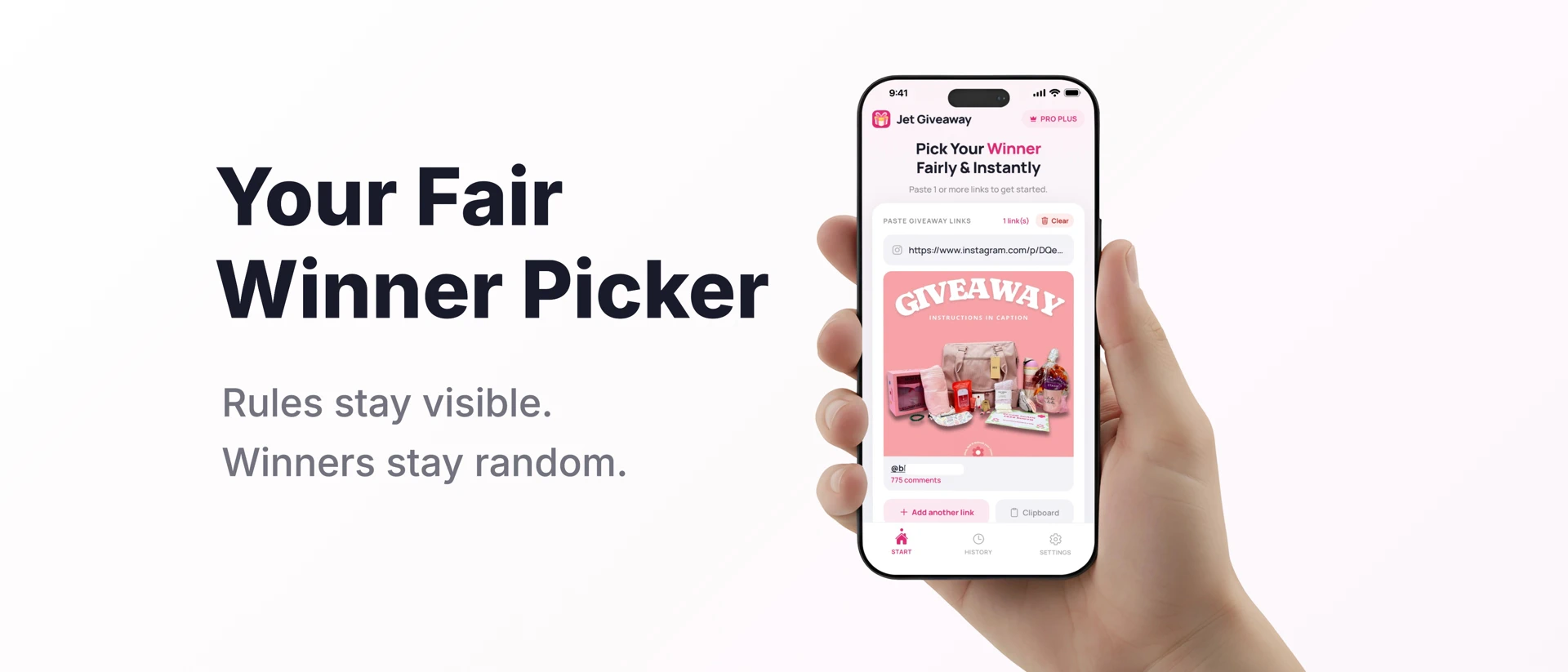 Jet Giveaway Picker Instagram product page header