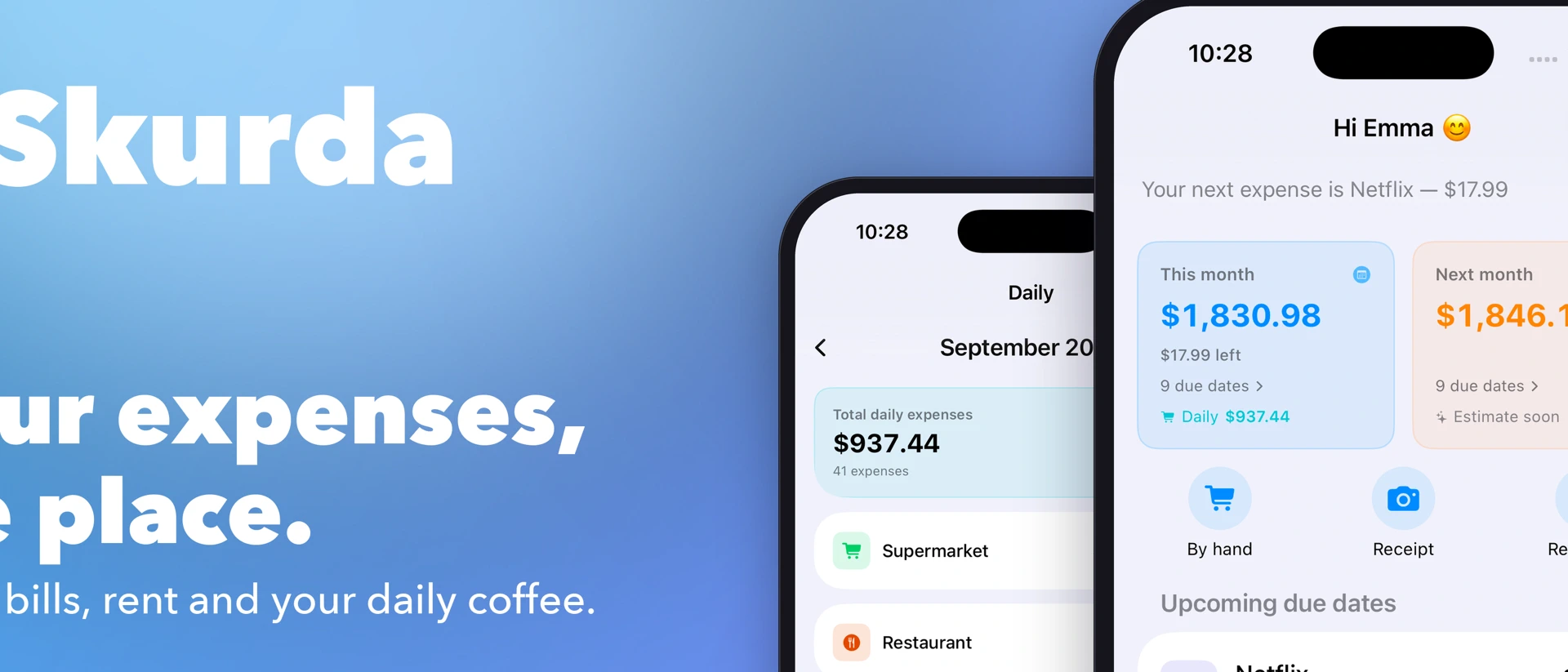 Skurda - Expense Tracker product page header