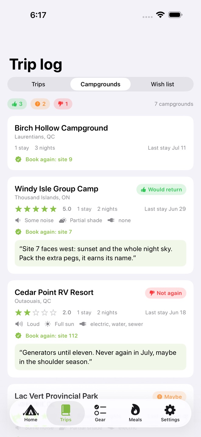 PitchBook: Camping Log screenshot 3