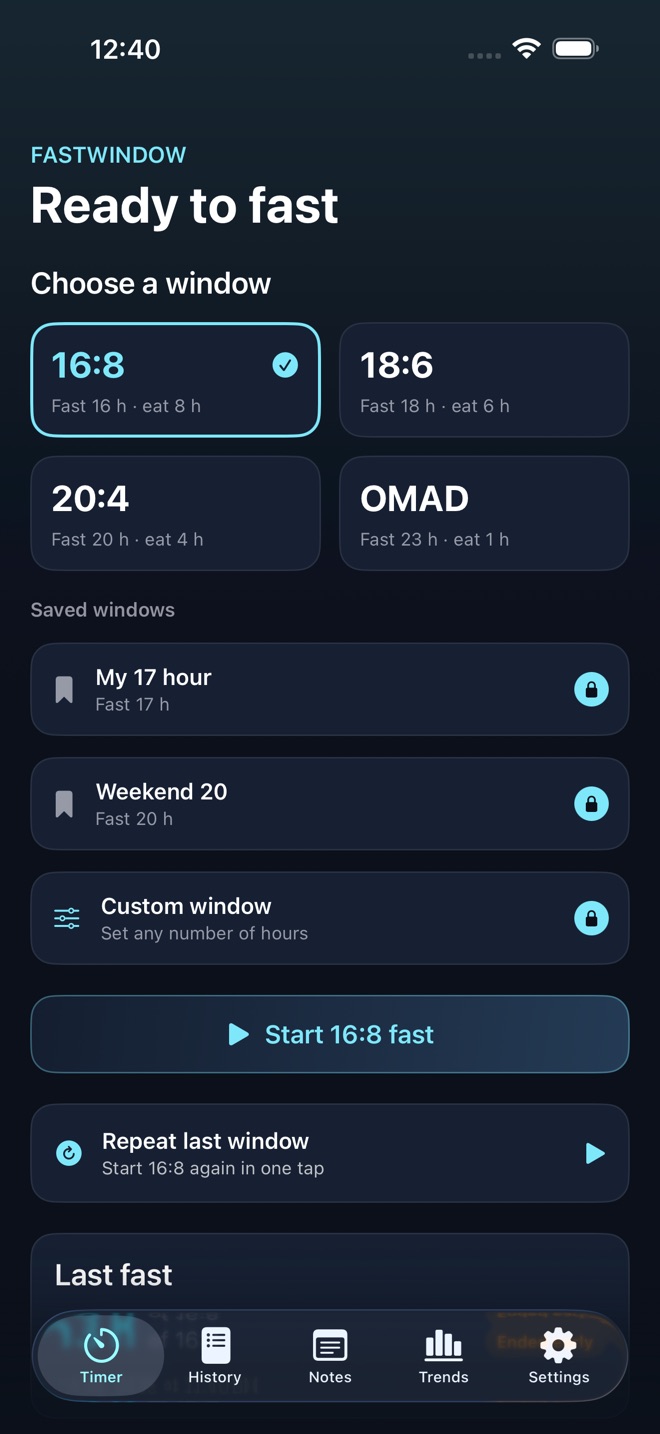 FastWindow: Fasting Log capture d’écran 2
