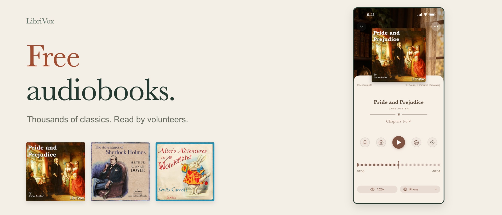 LibriVox Audiobooks product page header
