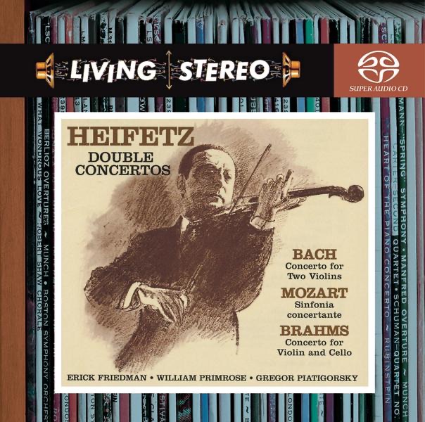 Обложка альбома «Bach: Concerto for Two Violins - Brahms: Concerto for Violin and Cello - Mozart: Sinfonia Concertante» — Jascha Heifetz