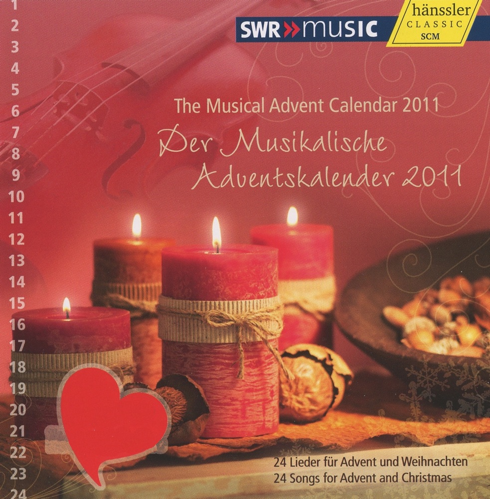 Обложка альбома «The Musical Advent Calendar 2011» — Franz Troster, Dominik Axtmann, CantArt, Berlin Polizei Orchester, Katja Huhn, Sophie Moser, Stuttgart State Opera Children's Chorus, Madchenkammerchor a St. Raphael Gymnasium, Ligamentum vocale, Junger Kammerchor Baden-Wurttemberg, Novas Brass, Westerwaldchor Wirges, Mainz Chamber Orchestra, Juliane Banse, Christian Schmitt, Rhineland Palatinate Youth Choir, Marcus Watta, Rebecca Watta, Marx Rootschilt Tillermann, Regina Kabis, Raimund Hug, Freiburger Spielleyt, Hohenlohe Brass, Daniel Schreiber, Diana Maria Fischer, Joachim Herrmann, RSO barock, Cantus Novus Ulm, Ex-semble Munchweiler Chamber Choir, Andreas Bongard, Torsten Laux, Klaus Peter Riemer & Stuttgart Kantorei