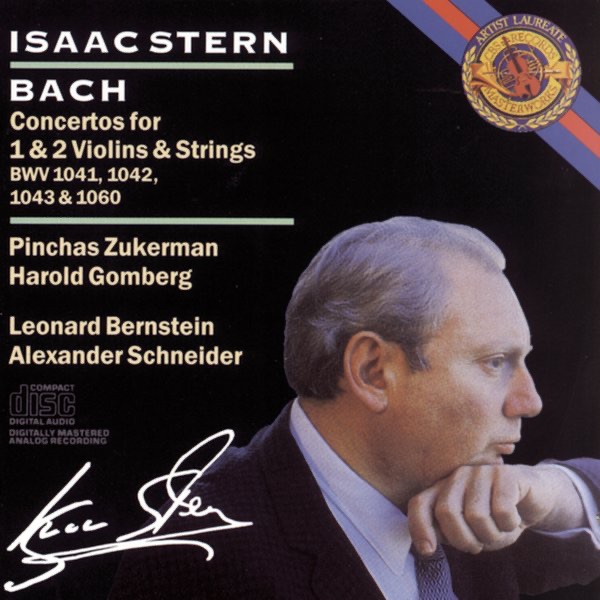 Обложка альбома «Bach: Concertos for Violin, BWV 1041-43 & 1060» — Alexander Schneider, English Chamber Orchestra, Harold Gomberg, Isaac Stern, Leonard Bernstein, London Symphony Orchestra, New York Philharmonic, Pinchas Zukerman & The Saint Paul Chamber Orchestra