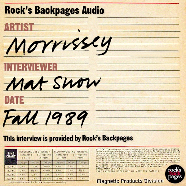 Morrissey Interview With Mat Snow, Fall 1989 cover