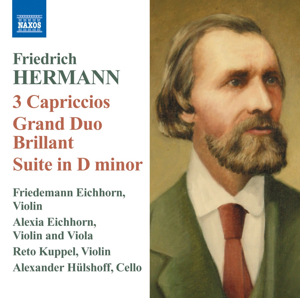 Обложка альбома «Hermann: Virtuoso Works for 3 Violins - Grand Duo for Violin and Cello» — Friedemann Eichhorn, Reto Kuppel, Alexia Eichhorn & Alexander Hülshoff