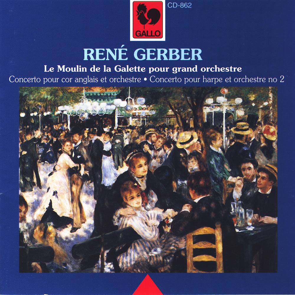 Обложка альбома «René Gerber: Le Moulin de la Galette, Concerto pour cor anglais, Concerto pour harpe no 2» — Peggy Wey-Ervin, Line Gaudard, Berner Sinfonietta, Orchestre Symphonique Neuchâtelois & Théo Loosli