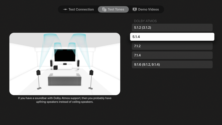 Screenshot #1 pour Sound test for Dolby Atmos