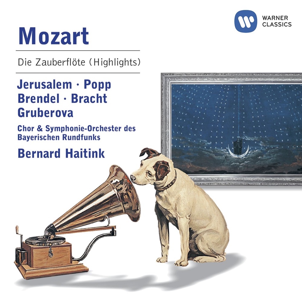 Обложка альбома «Mozart: Die Zauberflöte (Highlights)» — Aage Haugland, André von Mattoni, Bernard Haitink, Brigitte Lindner, Bavarian Radio Chorus, Doris Soffel, Edita Gruberová, Erich Kunz, Heinz Zednik, Lucia Popp, Marilyn Richardson, Norman Bailey, Ortrun Wenkel, Peter Hofmann, Roland Bracht, Siegfried Jerusalem, Bavarian Radio Symphony Orchestra, Waldemar Kmentt & Wolfgang Brendel
