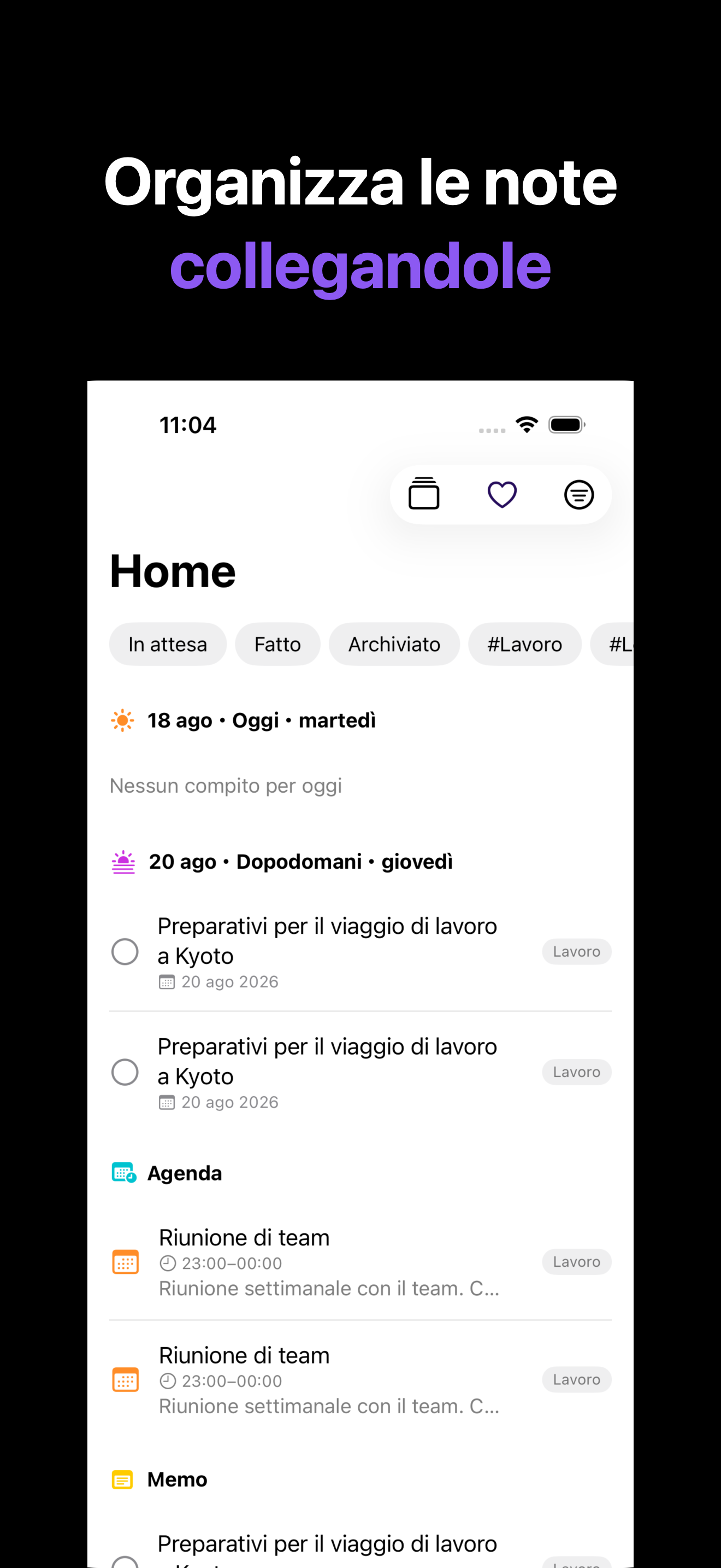 Notone - シンプルなメモAI Agent iOS screenshot 1 showing app interface