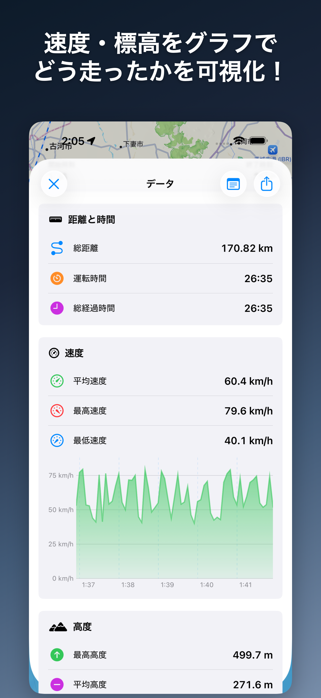 DriveTracker - ドライバーのためのGPS Logger iOS screenshot 4 showing app interface