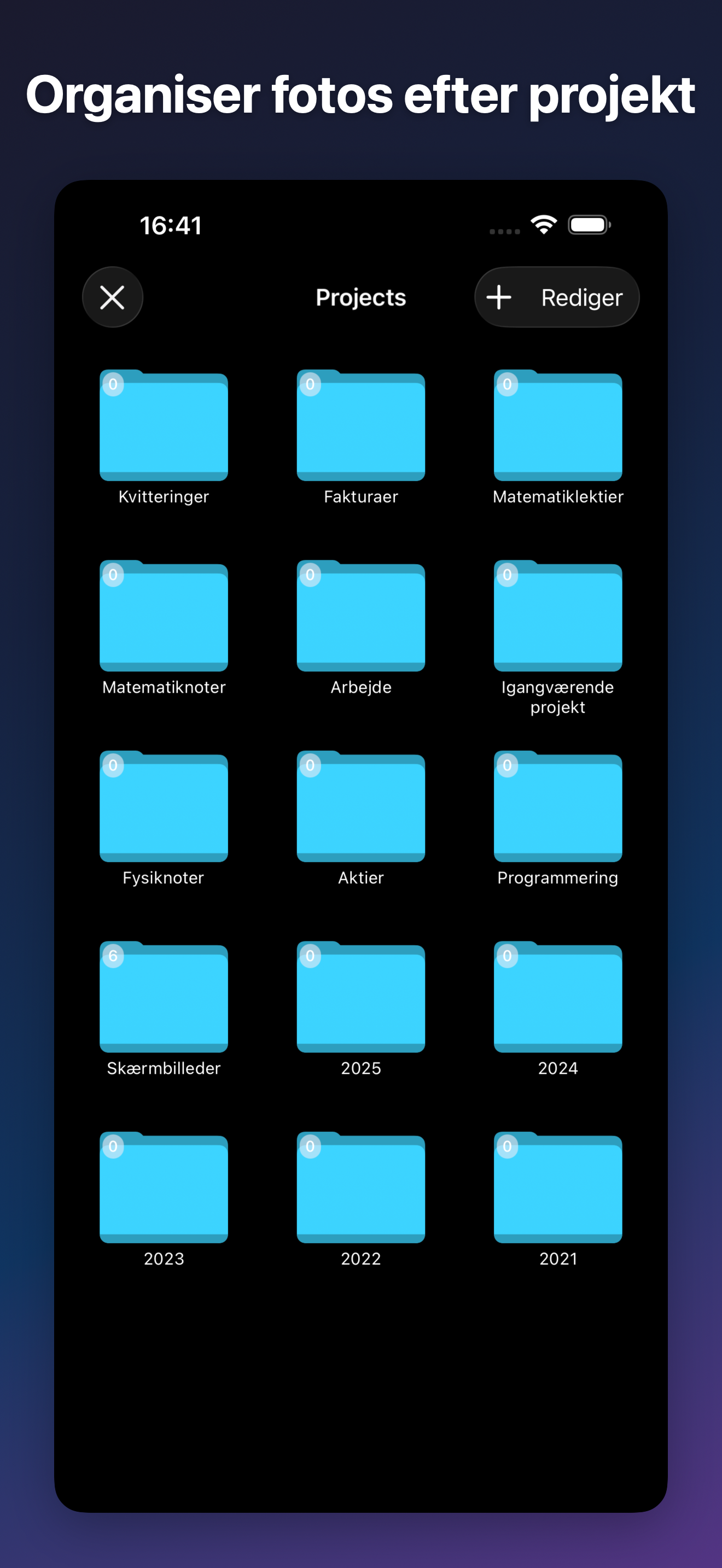 ProjectCam - Photo Folders iOS screenshot 2 showing app interface