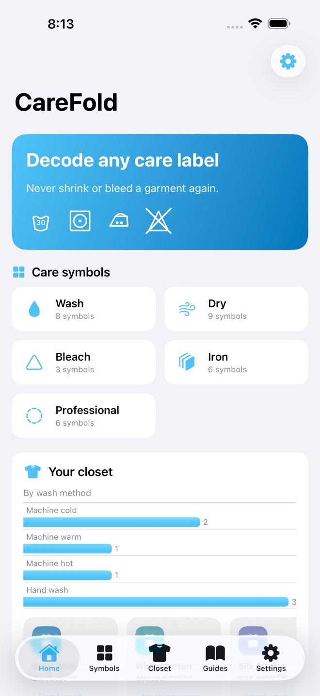 CareFold: Laundry Symbols screenshot 1