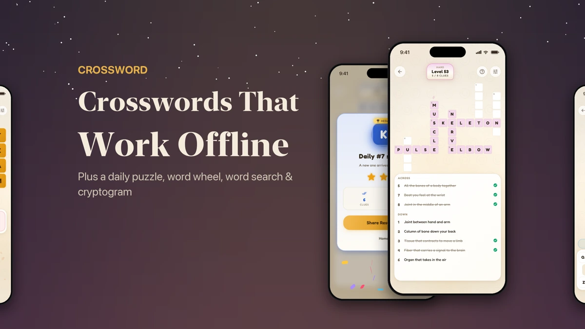 Offline Word Puzzles: 4 Modes App Store product page header