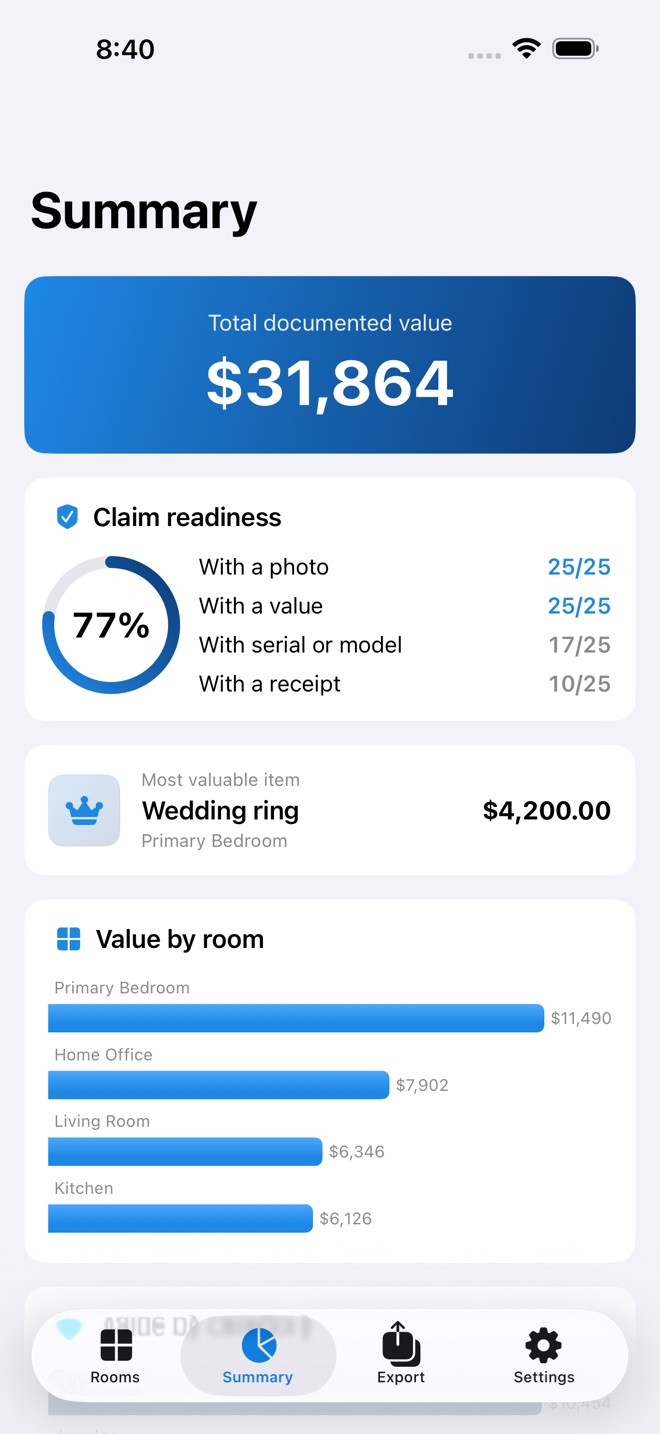 ClaimKit : inventaire maison capture d’écran 3
