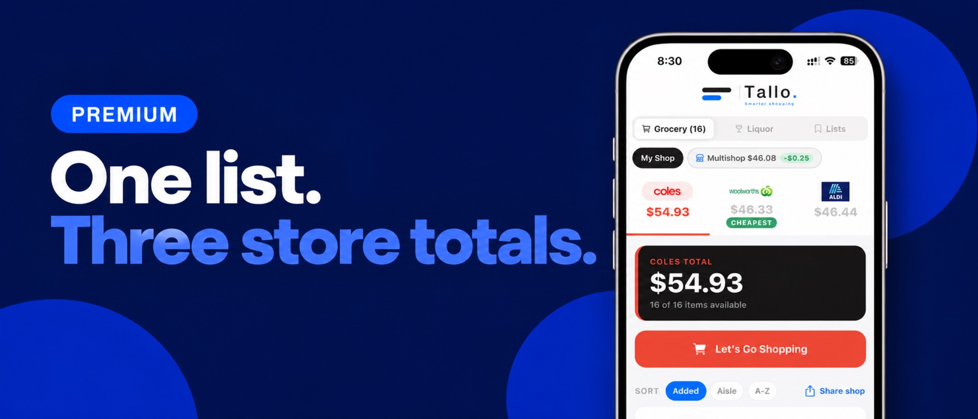 Tallo: Compare Grocery Prices product page header