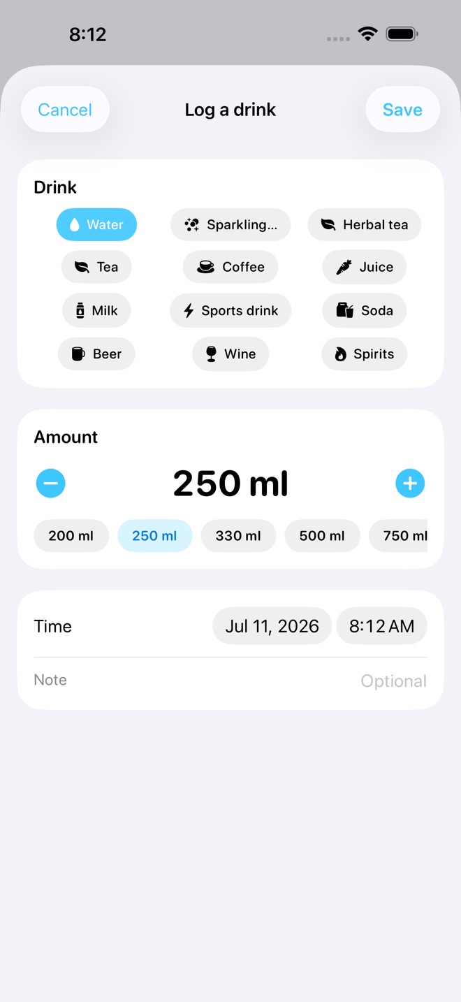 SipWise: Water Tracker capture d’écran 2