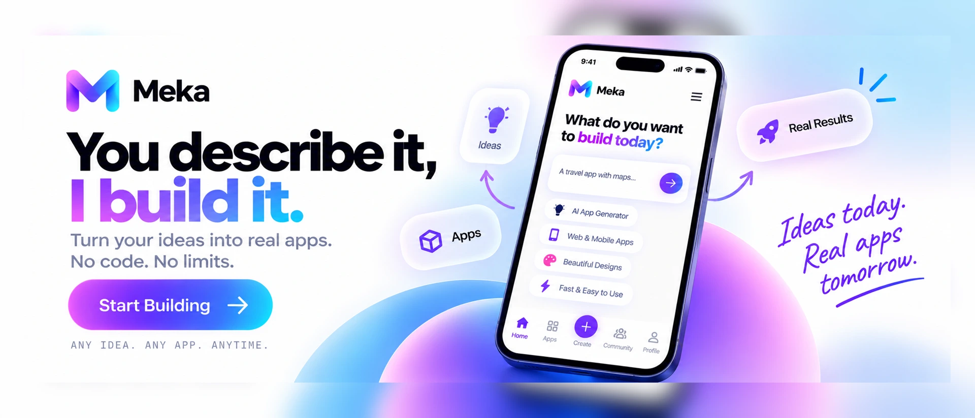 Meka: AI App Builder & Maker product page header