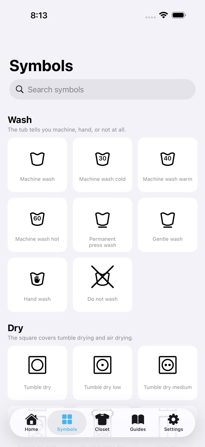 CareFold: Laundry Symbols screenshot 2