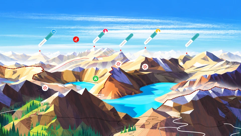 Hiking and Skiing - PeakVisor App Store product page header