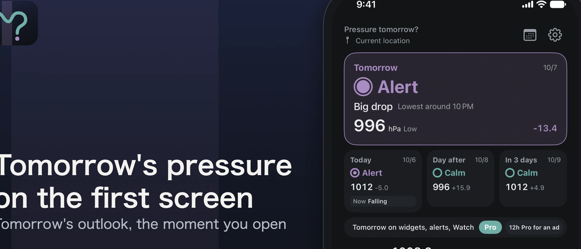 Pressure Tomorrow? - Headache App Store product page header