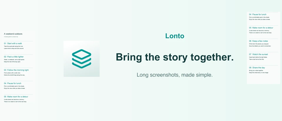 Lonto - Long Screenshots App Store product page header