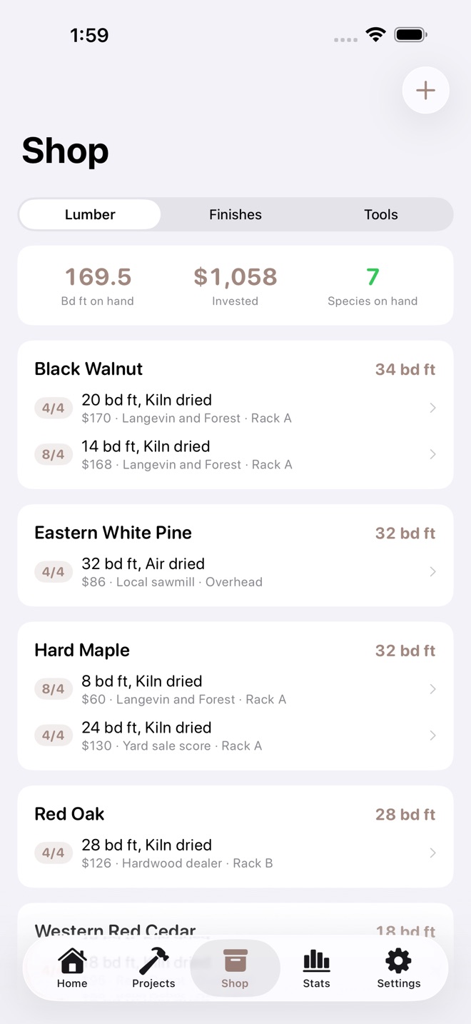 GrainLog: Woodshop Log screenshot 4