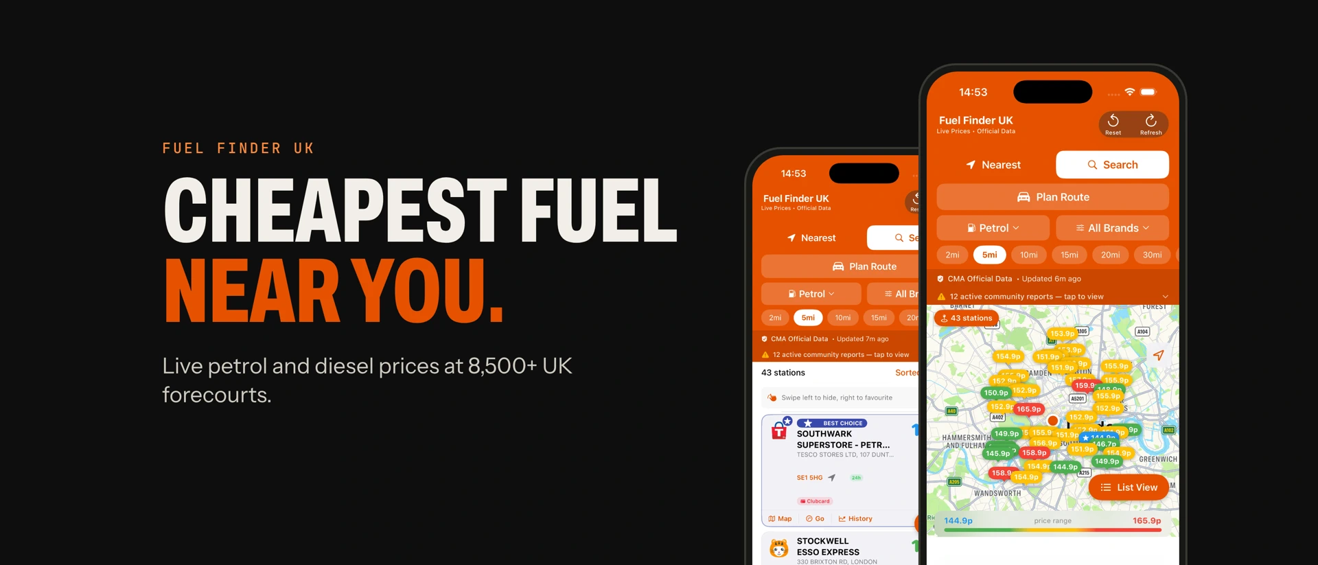 Fuel Finder UK - Live Prices product page header