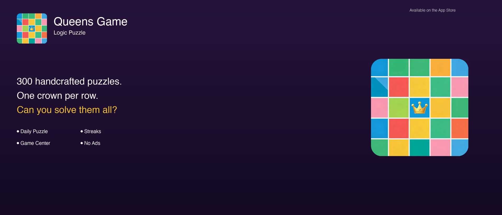 Queens Game: Logic Puzzle product page header