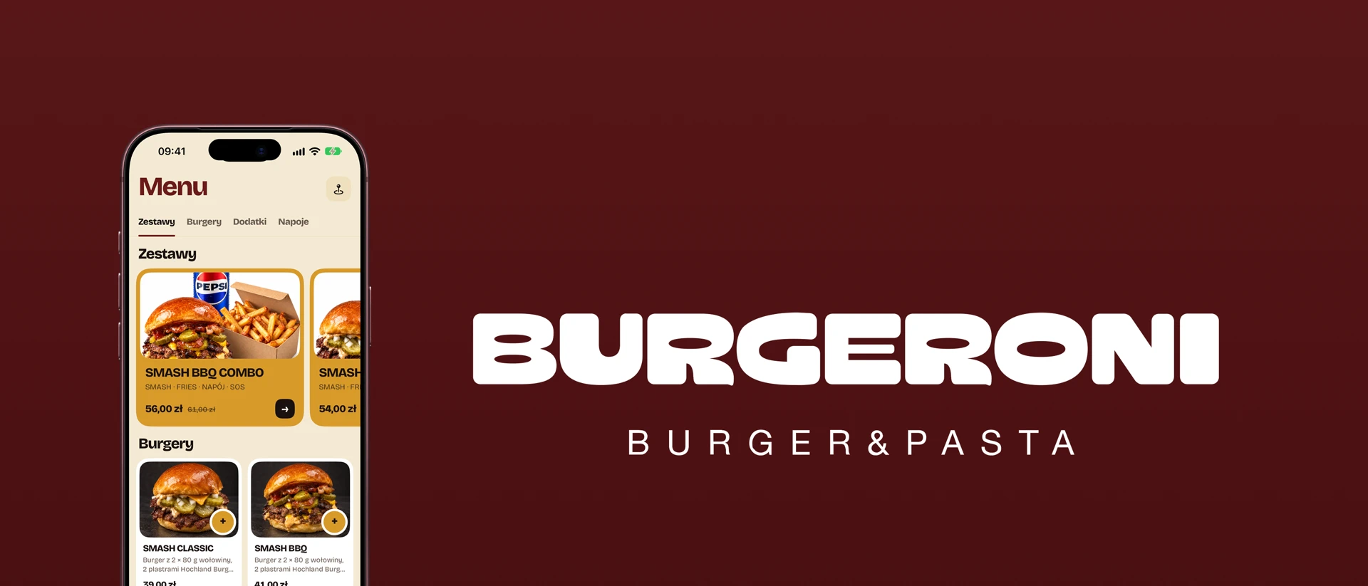 Burgeroni – Burger & Pasta product page header