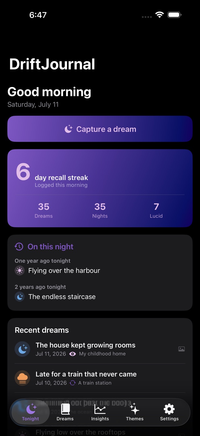 DriftJournal: Dream Log screenshot 1